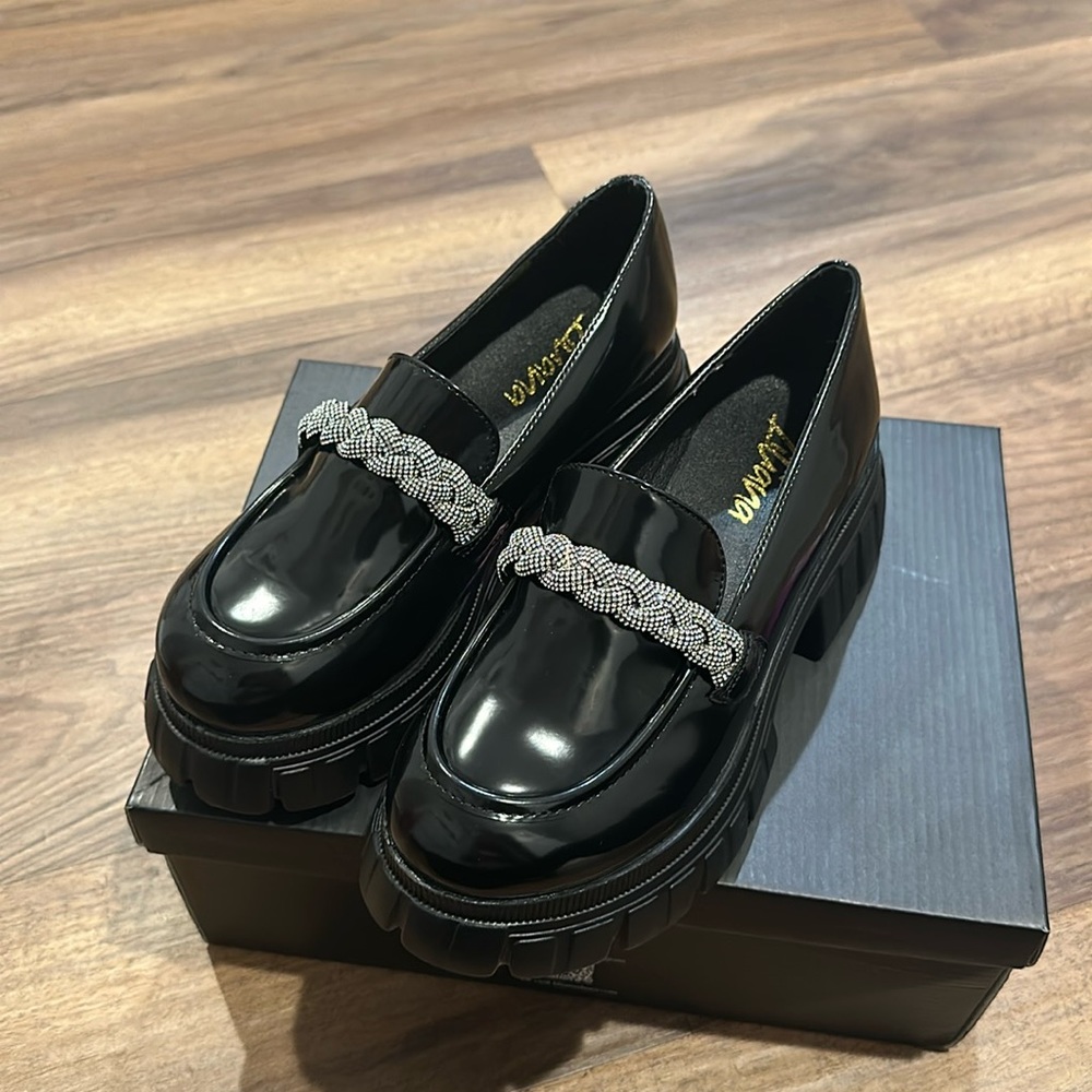 RHINESTONE LUG-SOLE LOAFERS (BRAND NEW)